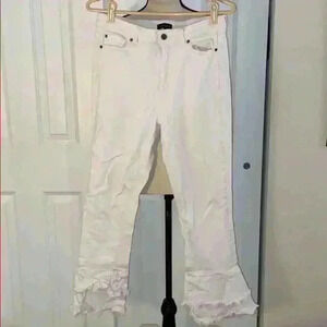 1 state white flared skinny jean